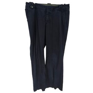 Banana Republic Martin Fit Trousers Women's 12 Navy Blue Mid Rise Straight Leg